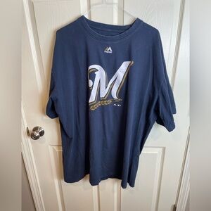 Majestic Milwaukee brewers Navy Blue Graphic Tee 4xlt
